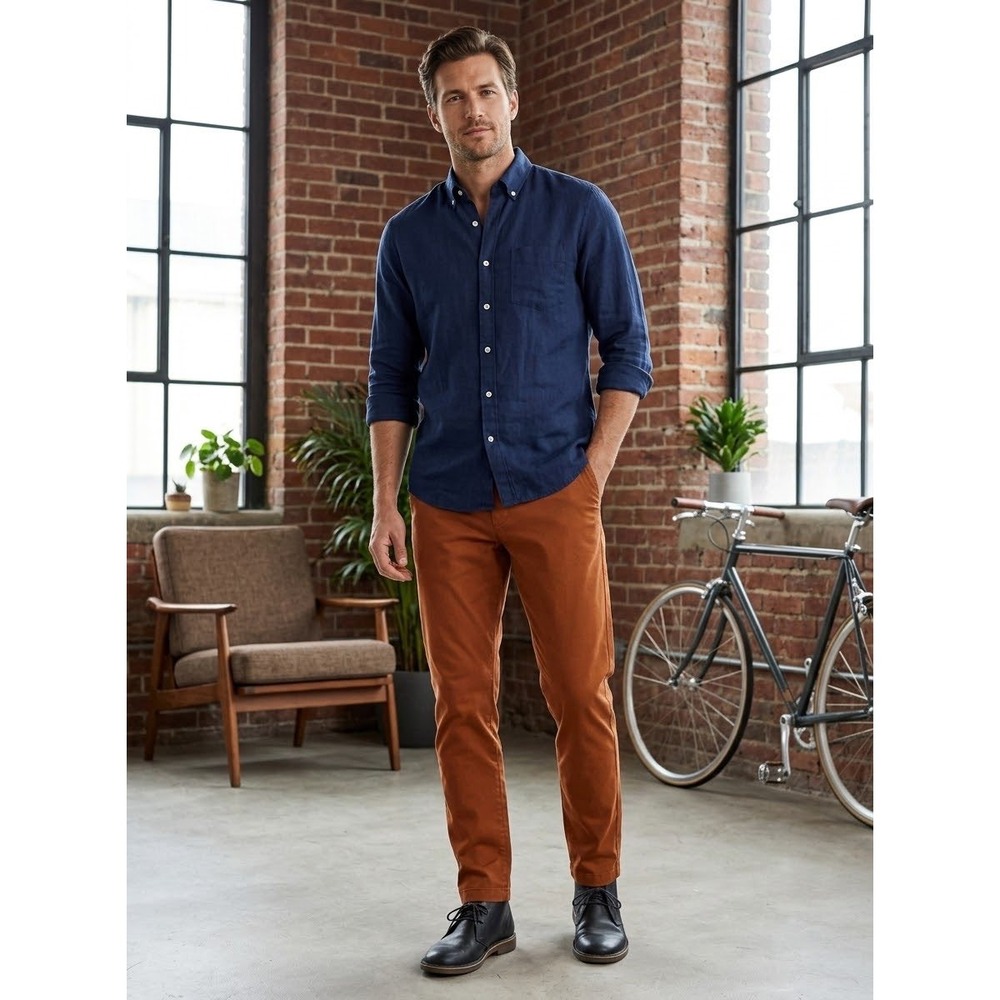 Slim Fit Stretch Bonobos Rust Orange Cotton Chino Pants Size M Medium Long